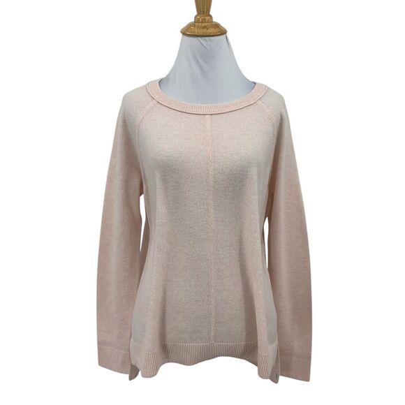 Pure Collection Sweater Womens 8/10 Light Pink Cashmere Mid Seam Drop Cut Hem - Picture 1 of 14